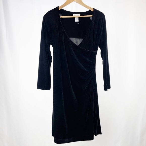 Soft Surroundings Velvet Stretch Fix‎ Wrap Dress in Black Size Petite Small - Picture 1 of 4